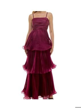Taylor Tiered Maxi Dress in Burgundy- size 6 US, NWT